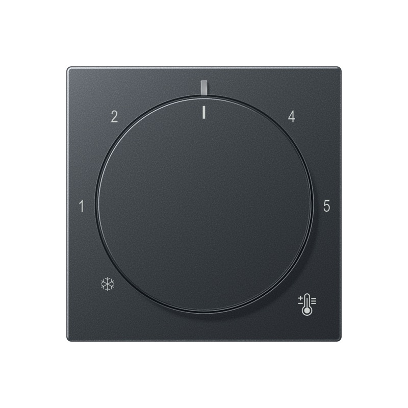 Накладка для механизма терморегулятора A creation, A 550, A flow, поворотный, датчик t° воздуха (встроенный), датчик t° пола (внешний), без таймера, цвет - антрацит матовый